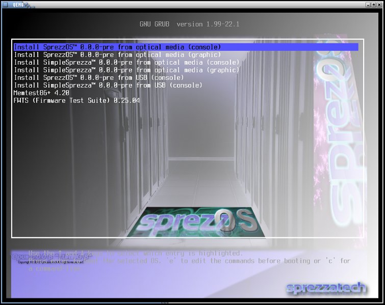 Bootloader splash for SprezzOS 0.0.0-β
